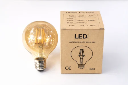Bec LED decorativ G80 8W 3000K E27 – lumină caldă, stil vintage Edison [1]