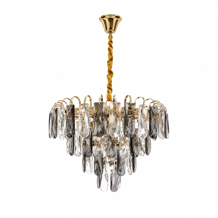 Candelabru auriu cu cristale K9 în cascadă pentru living și dining [1]