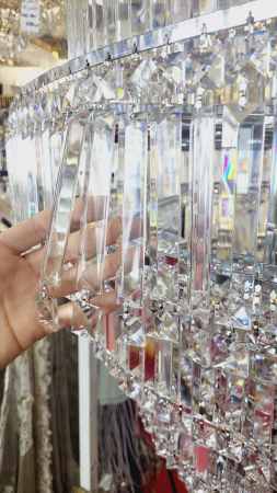 Candelabru 809 cu 56 becuri E14, 120x220 cm, design luxos, finisaj crom și sticlă tip cristal [2]