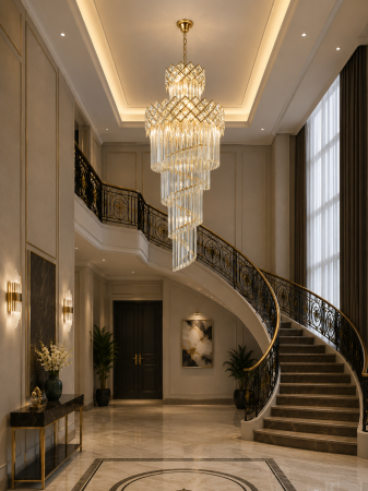 LUSTRE - Candelabru 88158 Spirală Cristale K9 Auriu/Crom 60x180 cm Luxury