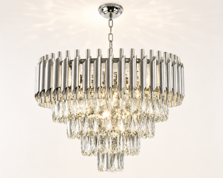 Candelabru Modern 98142/500 CH din Cristale K9 și Metal Argintiu Ø50 cm [1]