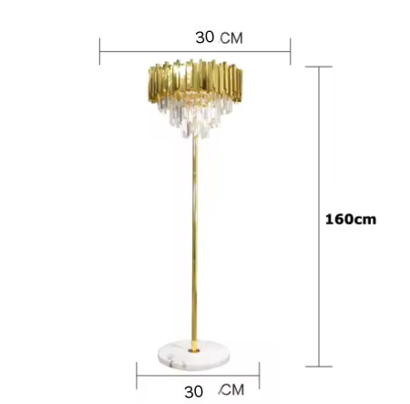 Lampadar 3315/3350 cu bază din marmură albă, structură metalică aurie și cristale, 160 cm, design modern [2]