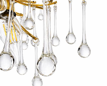 Lampadar 6113 auriu, sticlă tip cristal, 5 becuri E14, H170 cm [2]