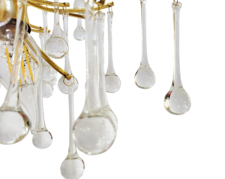 Lampadar 6113 auriu, sticlă tip cristal, 5 becuri E14, H170 cm [1]