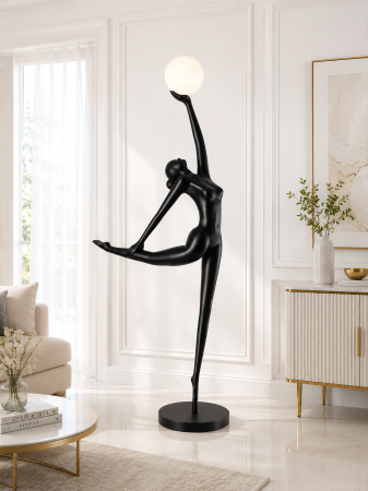 VEIOZE SI LAMPADARE - Lampadar Artistic 9110 cu Siluetă de Balerină și Glob Alb