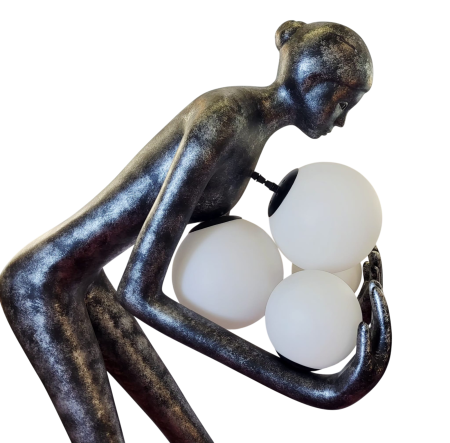 Lampadar artistic F 9106 – statuietă iluminată cu globuri opaline, fibră de sticlă, 180 cm [3]