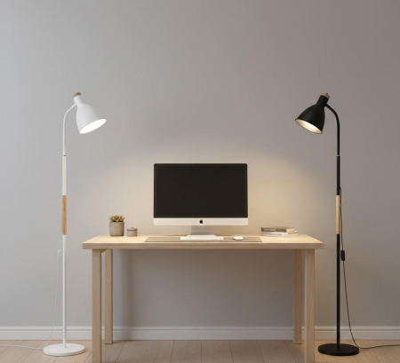 Lampadar de podea A 3768, metal cu inserții din lemn, E27, cap reglabil, 145 cm [2]