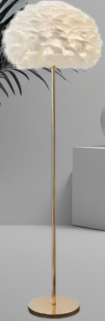 VEIOZE SI LAMPADARE - Lampadar F1099 – Pene naturale de gâscă albe, design auriu elegant, 150 cm, suport E27