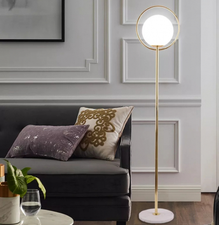 Lampadar LD 055 L gold/alb din sticlă și metal – 165 cm, E27 [2]