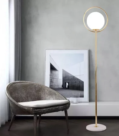 VEIOZE SI LAMPADARE - Lampadar LD 055 L gold/alb din sticlă și metal – 165 cm, E27