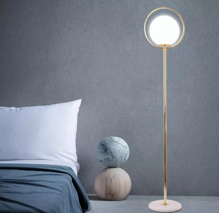 Lampadar LD 055 L gold/alb din sticlă și metal – 165 cm, E27 [1]