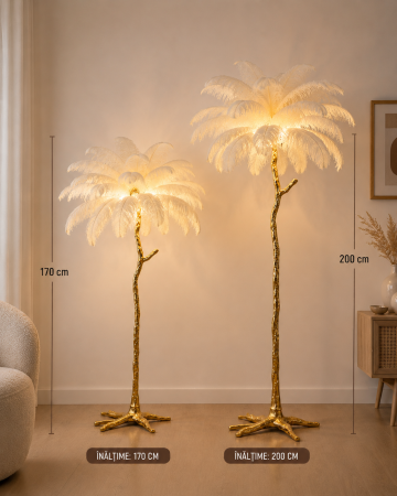 Lampadar premium 1096 F auriu cu pene naturale design artistic [1]