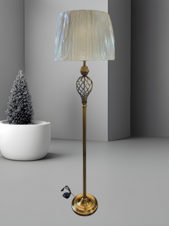 VEIOZE SI LAMPADARE - Lampadar ZT6521 – Design clasic din metal bronz auriu, abajur crem din pânză, 170 cm, E27