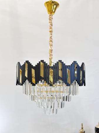 LUSTRE - Lustra 109/400 – Lampă de tavan modernă metal auriu-negru cu sticlă imitatie cristal, diametru 40 cm