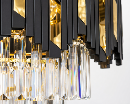 Lustra 109/400 – Lampă de tavan modernă metal auriu-negru cu sticlă imitatie cristal, diametru 40 cm [2]