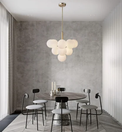 LUSTRE - Lustră 1717/13 CP, 13xE27, Globuri Sticlă Albă, Metal Auriu, Design Elegant