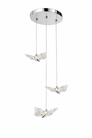 LUSTRE - Lustră 1743/3 LED, 3 pendule fluture, acril transparent