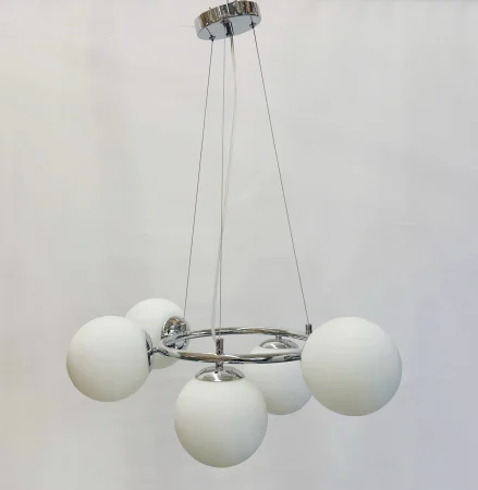 LUSTRE - Lustră crom/alb 2332/5 CH+WH, 5 becuri E27, 60 cm diametru