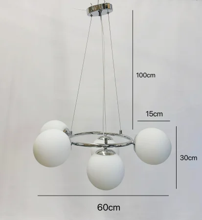 Lustră crom/alb 2332/5 CH+WH, 5 becuri E27, 60 cm diametru [4]