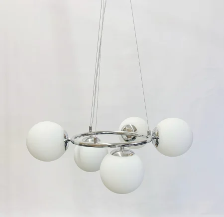 Lustră crom/alb 2332/5 CH+WH, 5 becuri E27, 60 cm diametru [1]