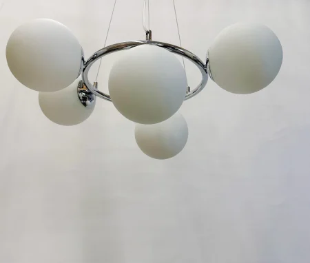 Lustră crom/alb 2332/5 CH+WH, 5 becuri E27, 60 cm diametru [2]