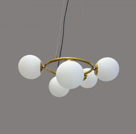 LUSTRE - Lustră auriu/alb 2332/5, 5 becuri E27, 60 cm diametru