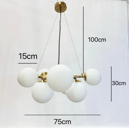 Lustră auriu/alb 2332/7, 7 becuri E27, 75 cm diametru [4]
