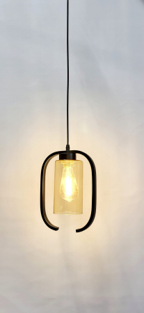 Lustră suspendată 2338/3 cu abajur cilindric din sticlă aurie [1]