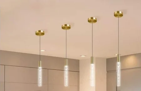 Lustră 2352/1, LED, sticlă cu bule, metal auriu, reglabilă [2]