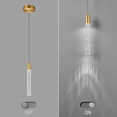 Lustră 2352/1, LED, sticlă cu bule, metal auriu, reglabilă [3]