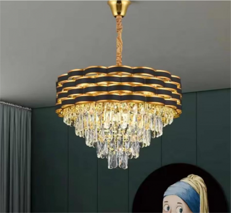 LUSTRE - Candelabru 2356 – Metal auriu și negru, sticlă imitatie cristal, design modern, înălțime reglabilă