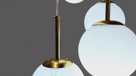 Lustră 2403/5 auriu cu 5 pendule din sticlă albă mată [3]