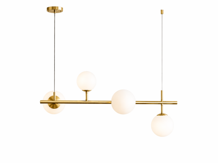 Lustră suspendată aurie 2471/4 CP+WH cu globuri albe elegante [1]
