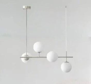 LUSTRE - Lustră 2471/4 CH+WH, Design Elegant cu 4 Becuri E27, Metal și Sticlă, Argintie, Înălțime Reglabilă 120 cm