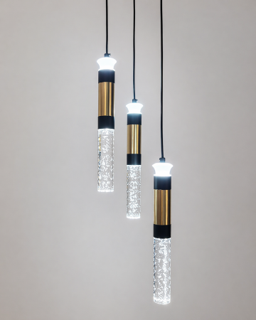 Lustră 2512/3, 3xLED, sticlă, metal negru-auriu, reglabilă [2]