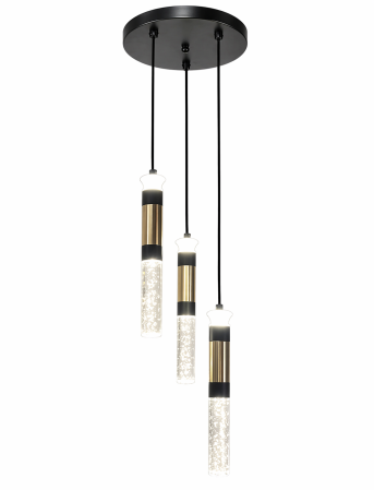 LUSTRE - Lustră 2512/3, 3xLED, sticlă, metal negru-auriu, reglabilă
