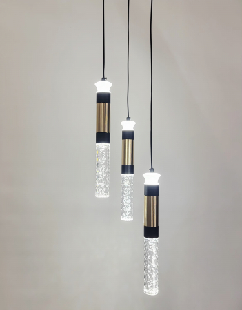 LUSTRE - Lustră 2512/3, 3xLED, sticlă, metal negru-auriu, reglabilă