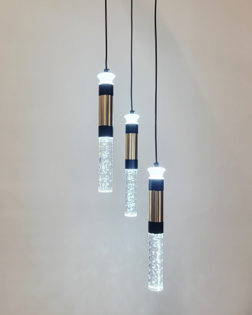 Lustră 2512/3, 3xLED, sticlă, metal negru-auriu, reglabilă [1]