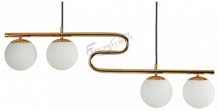 Lustra aurie 2617/4 design fluid cu globuri albe L85 cm [2]