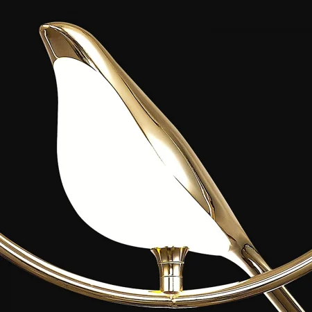 Lustră LED 3002/1D – metal auriu, design pasăre, 3 tipuri de lumină, Ø35 cm [2]
