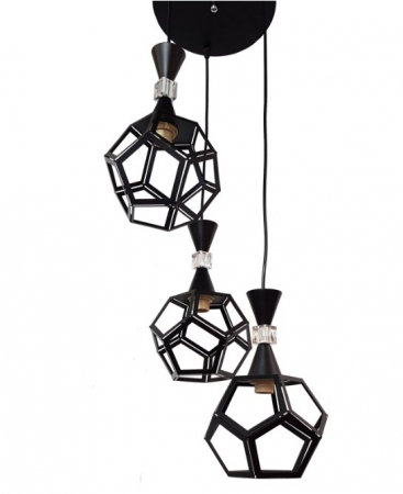 LUSTRE - Lustră 3087/3 BK modernă cu 3 pendule din sticlă și metal, E27