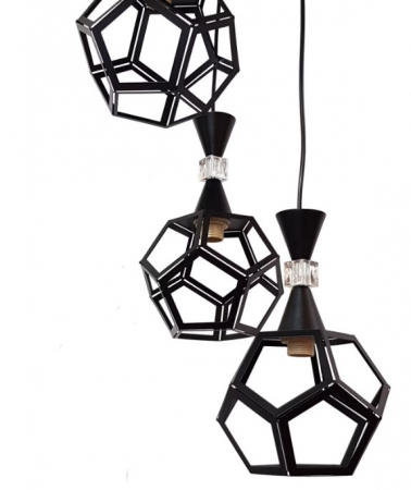 Lustră 3087/3 BK modernă cu 3 pendule din sticlă și metal, E27 [1]
