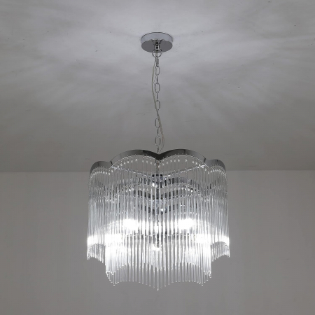 Lustră Elegantă 3333/500 CH, 5xE14, Metal și Cristal, Argintiu, cu Înălțime Reglabilă [2]