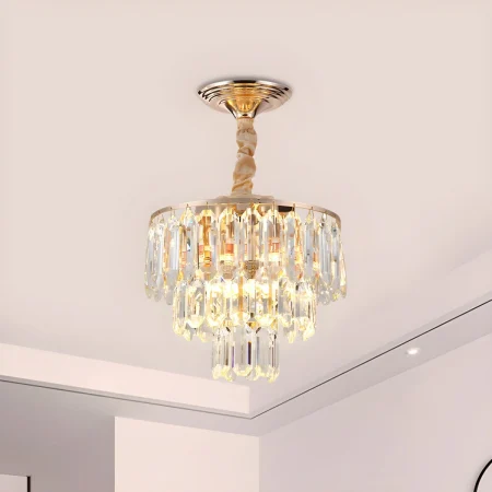 LUSTRE - Lustră 3350/300 GD, 3x E27, Ø30 cm, Auriu, Sticlă Tip Cristal, Design Elegant