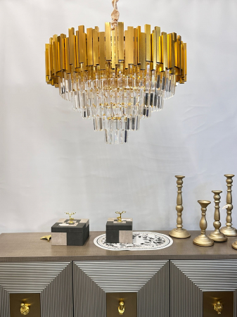 LUSTRE - Lustra 3350 GD – E27, metal auriu, sticlă tip cristal, 4 dimensiuni