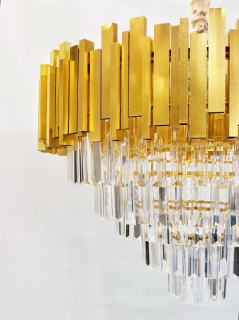 Lustra 3350 GD – E27, metal auriu, sticlă tip cristal, 4 dimensiuni [1]