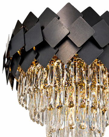 Lustră 3362/400 BK, 6xE14 Reglabilă, Metal Auriu & Negru cu Sticlă Imitatie Cristal, Diametru 40 cm [1]