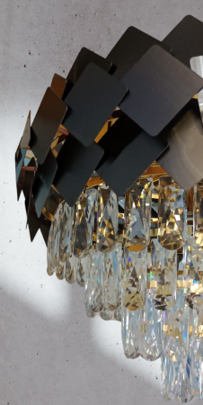 Lustră 3362/400 BK, 6xE14 Reglabilă, Metal Auriu & Negru cu Sticlă Imitatie Cristal, Diametru 40 cm [1]