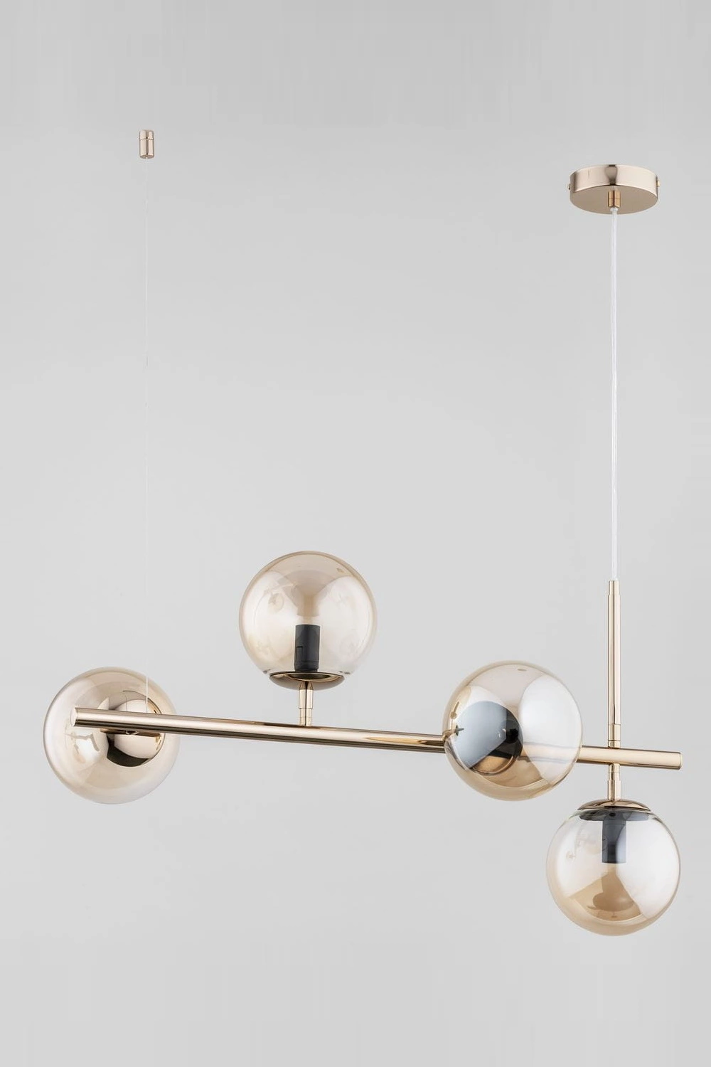 LUSTRE - Lustră 5029/4 GD+AMB, 4xE27, metal auriu și sticlă, 70x120 cm reglabilă