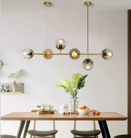 Lustră 5029/6 GD+AMB, 6xE27, metal auriu și sticlă aurie, 120x120 cm reglabilă [1]